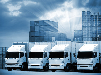 Trucks lorries loading unloading depot warehouse,Truck  transportation  Freight cargo transport  Shipping