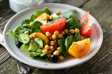 Vegan salad on plate
