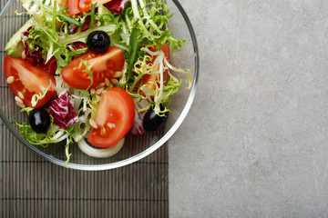 Fresh tomato salad on glass plate
