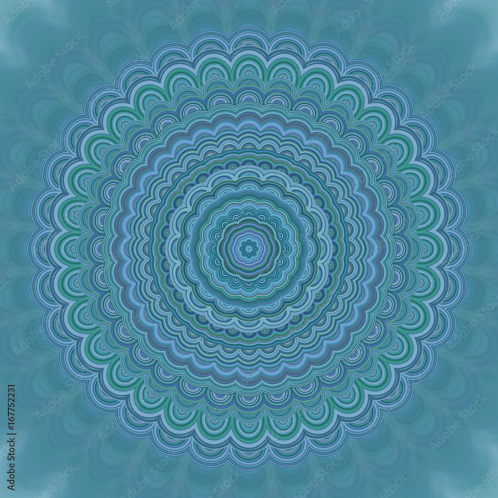 Poster abstract mandala ornament background - round symmetrical vector pattern design