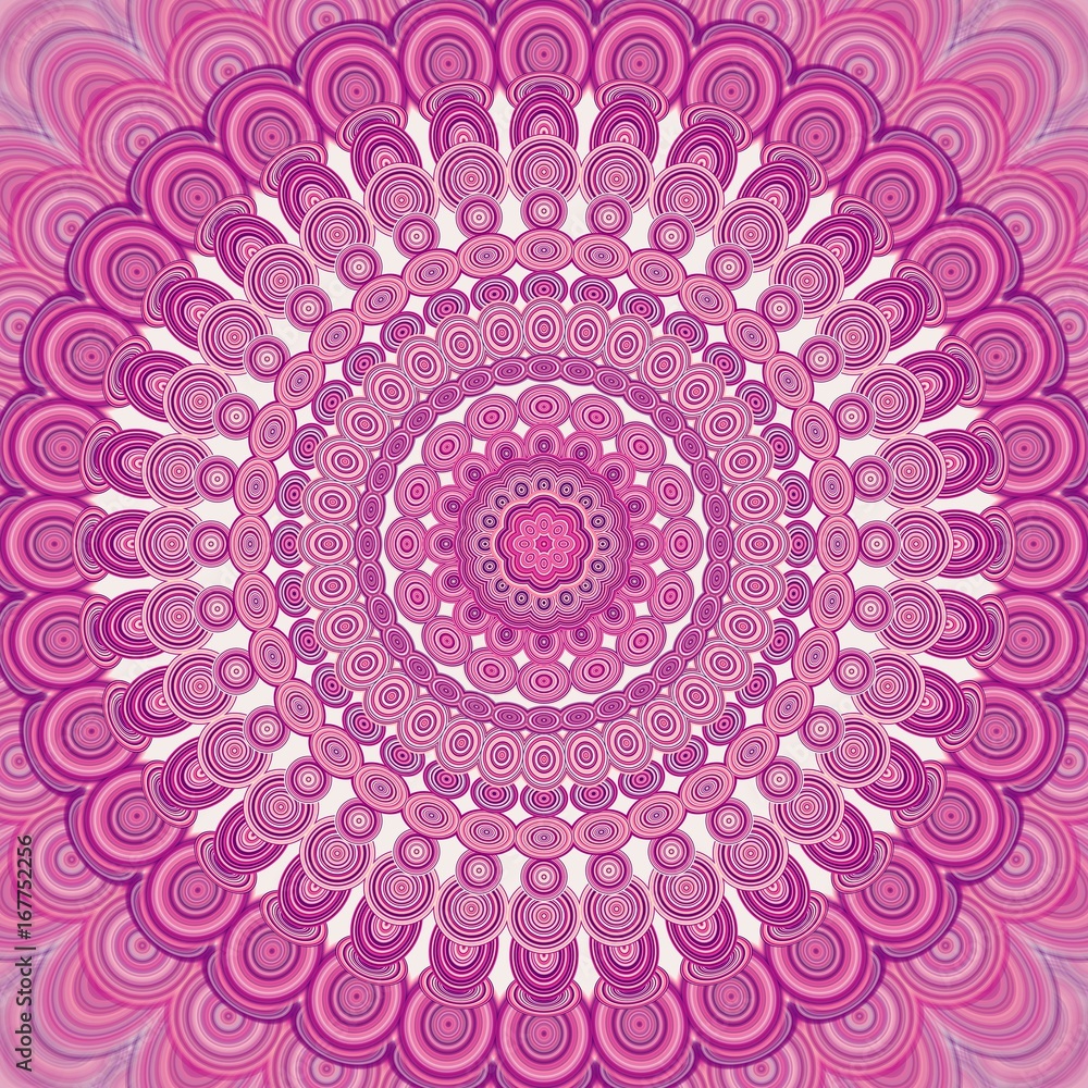 Poster abstract bohemian mandala ornament background - round symmetry vector pattern graphic from concentri