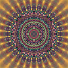 Psychedelic bohemian mandala ornament background - circular vector pattern graphic from concentric oval shapes