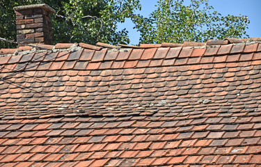 Old ruined house roof