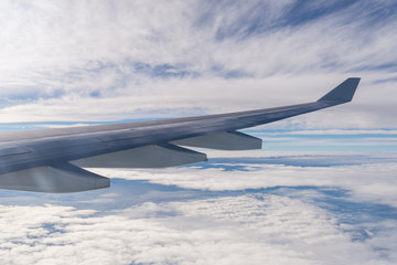 Obraz premium Aerial view of cloud blue sky View from airplane window
