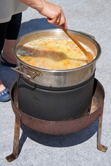 Cooking goulash outdoor