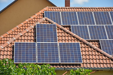 Solar panels on the roof of a building