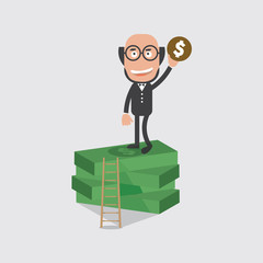 Bald Head Businessman On Banknotes