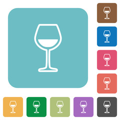 Glass of wine rounded square flat icons