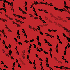 Seamless vector dragonfly or damselfly pattern background