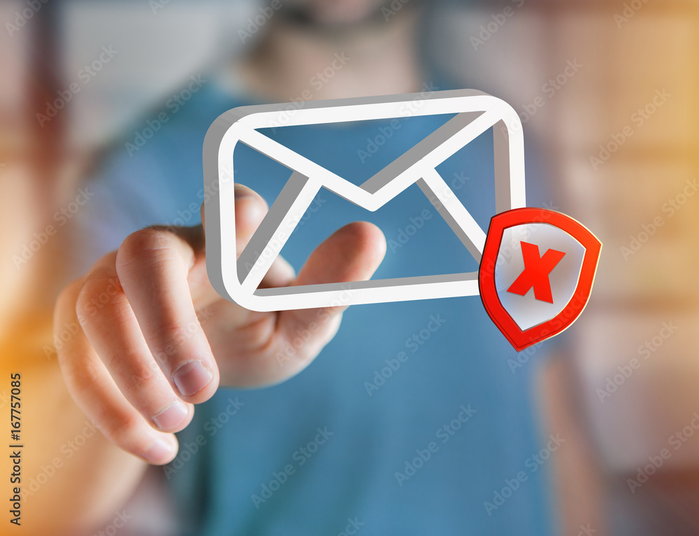 Poster spam message email symbol displayed on a futuristic interface - message and internet concept