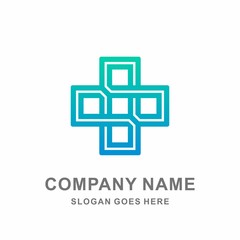 Fototapeta premium Medical Pharmacy Healthcare Geometric Cross Hospital Clinic Wellness Business Company Stock Vector Logo Design Template 