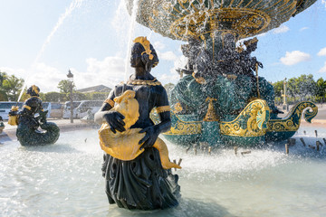 The Fountain of the Seas in the Concorde square in Paris, France, with statues of Nereids and...