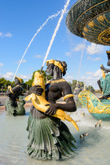 The Fountain of the Seas in the Concorde square in Paris, France, with statues of Nereids and...