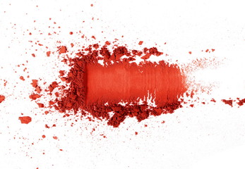 Red eye shadow, powder isolated on white background