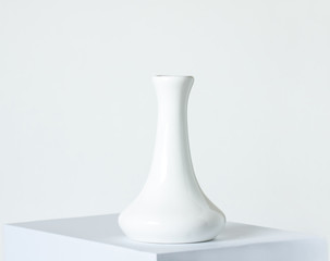 White ceramic flowers vase, isolated mock up