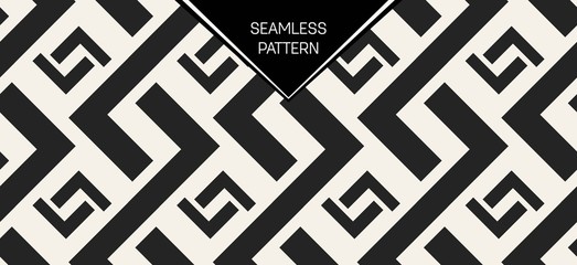 Abstract concept vector monochrome geometric pattern. Black and white minimal background. Creative illustration template. Seamless stylish texture. For wallpaper, surface, web design, textile, decor.