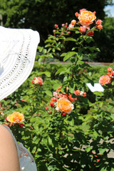 Woman with orange roses