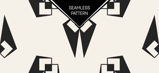 Abstract concept vector monochrome geometric pattern. Black and white minimal background. Creative illustration template. Seamless stylish texture. For wallpaper, surface, web design, textile, decor.