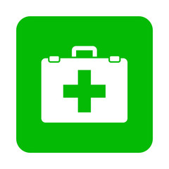 Fototapeta premium Icono plano botiquin en cuadrado verde