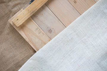 wood and fabric texture with  space background