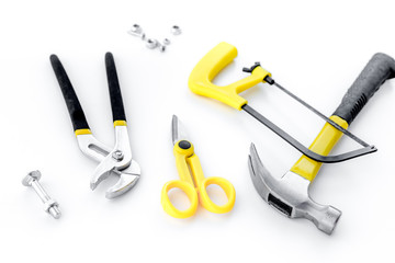 Tools for repairing top view on white background