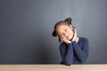 Asian thai age 6 year kid acting and looking