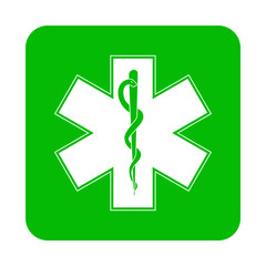 Icono plano medicina en cuadrado verde