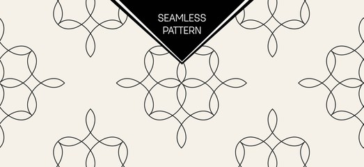 Abstract concept vector monochrome geometric pattern. Black and white minimal background. Creative illustration template. Seamless stylish texture. For wallpaper, surface, web design, textile, decor.