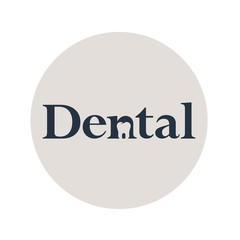 Logotipo Dental con muela en espacio negativo en circulo gris