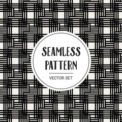 Abstract concept vector monochrome geometric pattern. Black and white minimal background. Creative illustration template. Seamless stylish texture. For wallpaper, surface, web design, textile, decor.