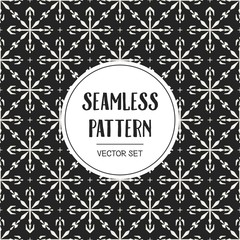 Abstract concept vector monochrome geometric pattern. Black and white minimal background. Creative illustration template. Seamless stylish texture. For wallpaper, surface, web design, textile, decor.