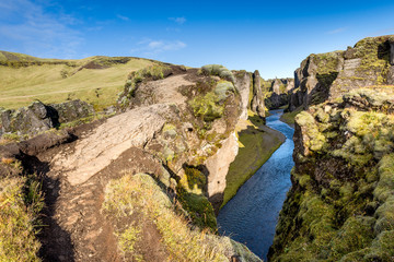 Fjadrargljufur Canyon in Südisland