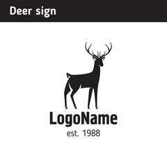 Logo template silhouette of a young deer, suitable for hunting