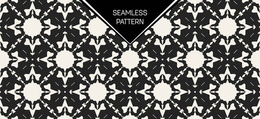 Abstract concept vector monochrome geometric pattern. Black and white minimal background. Creative illustration template. Seamless stylish texture. For wallpaper, surface, web design, textile, decor.