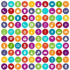 100 woman happy icons set color