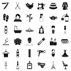 Fototapeta premium Cosmetic icons set, simple style