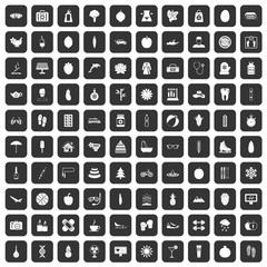 100 women health icons set black