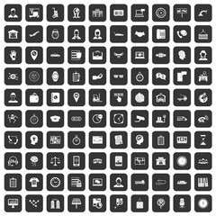 100 working hours icons set black