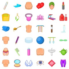 Make up icons set, cartoon style