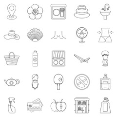 Makeup icons set, outline style