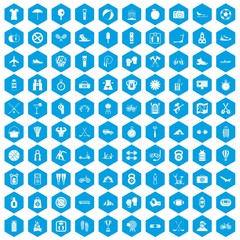 Fototapeta na wymiar 100 active life icons set blue