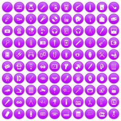 100 portable icons set purple