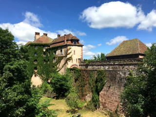 Fototapeta na wymiar Chateau de La Petite-Pierre (Castle of La Petite Pierre) in a nice summer time, around with Vosges du Nord Natural Regional Park 