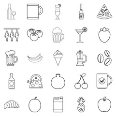 Junket icons set, outline style
