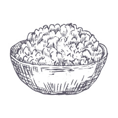 Cottage cheese hand drawn vector illustration