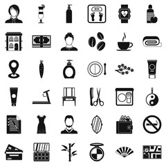 Hairdressing tool icons set, simple style