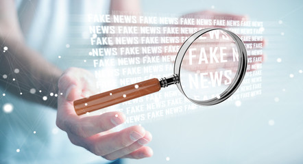Businessman discovering fake news information 3D rendering