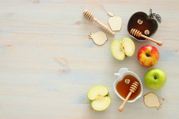 Rosh hashanah (jewish New Year holiday) concept. Traditional symbols