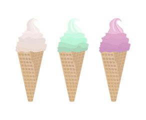 Ice cream cones Vector illustration. Summer template banner