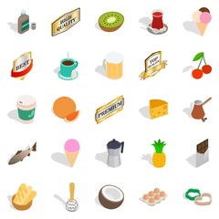 Liquor icons set, isometric style
